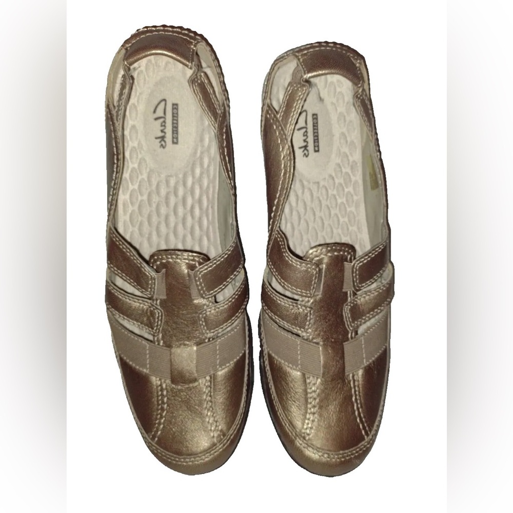 Clarks Slip on Gold Shoes